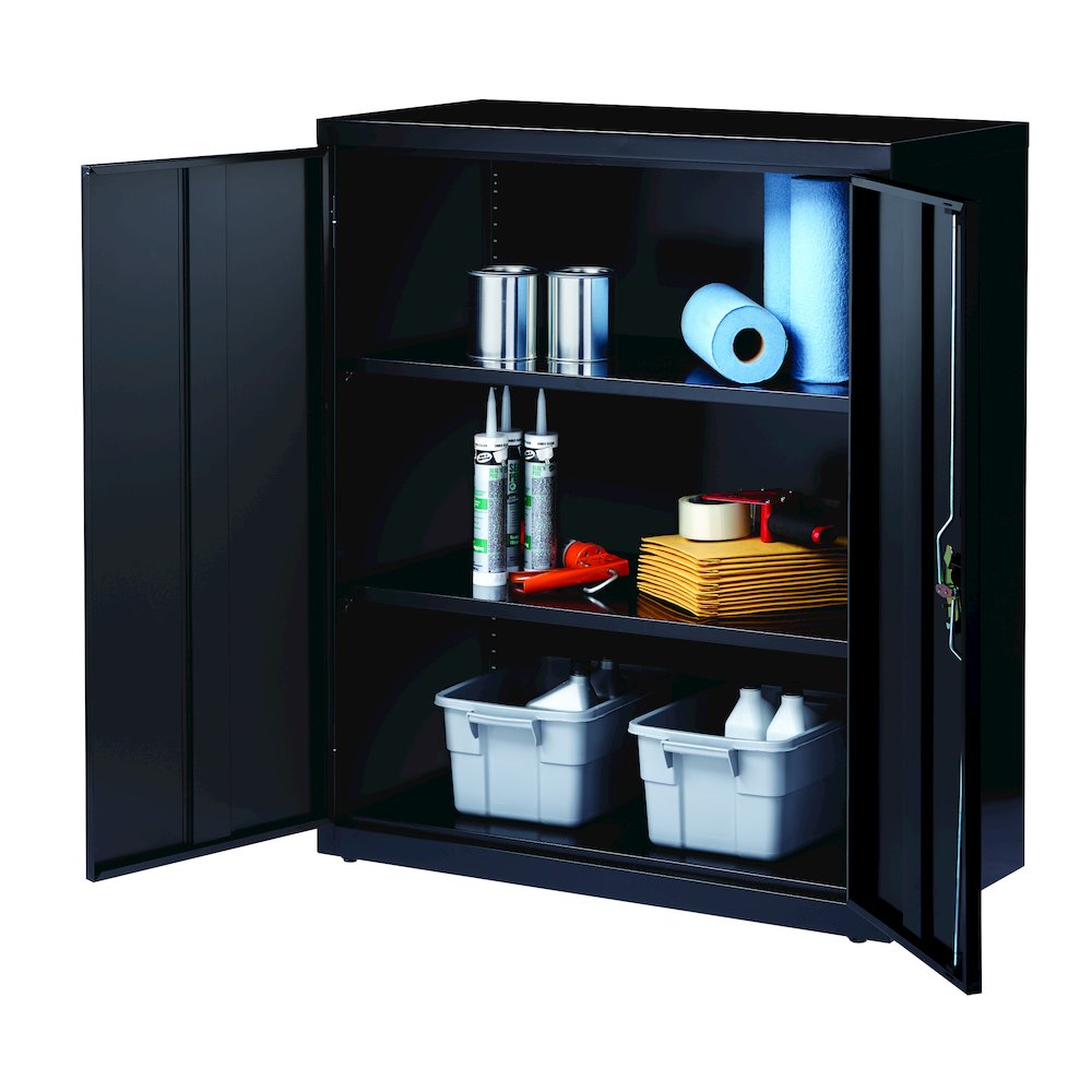 Hirsh Welded Steel Storage Cabinet with 2 Shelves, 18"Dx36"Wx42"H, Black. Picture 10