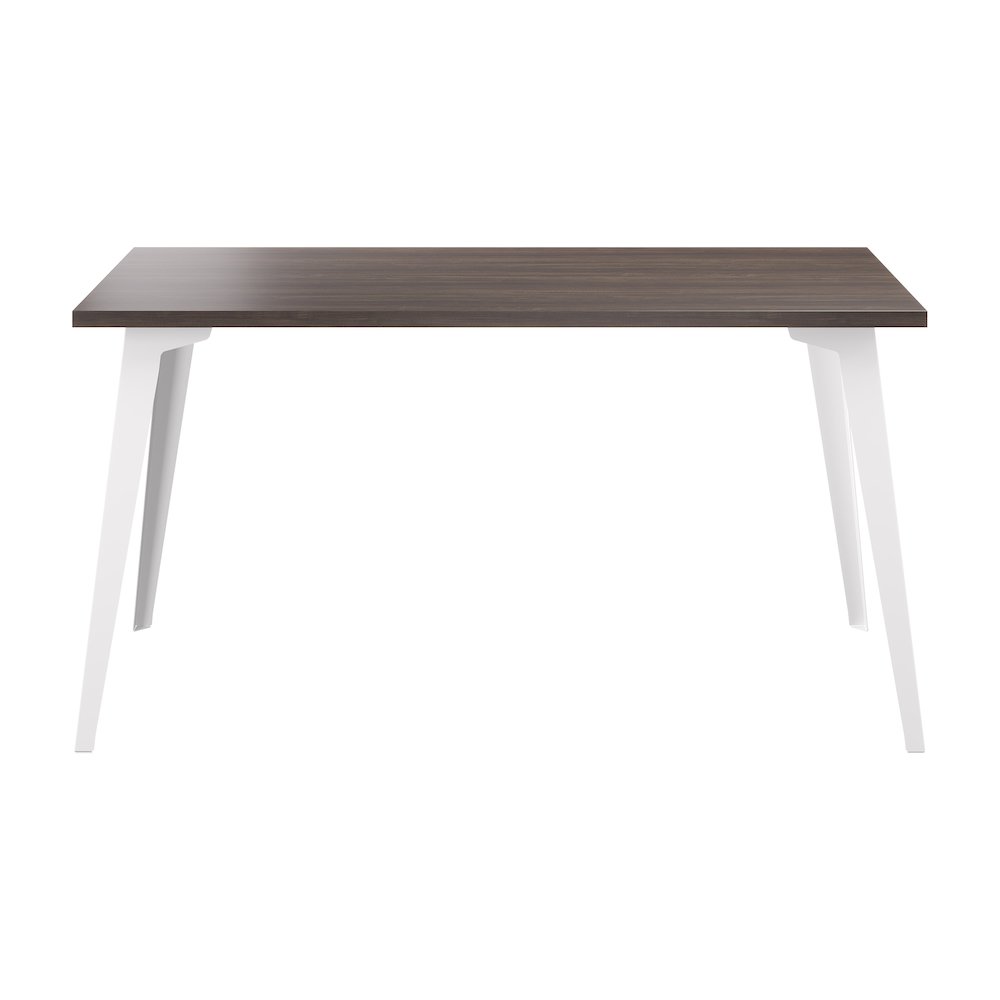 Orison Office 27x57 Mid Century Modern Desk, Alpine White / Trail Walnut. Picture 2