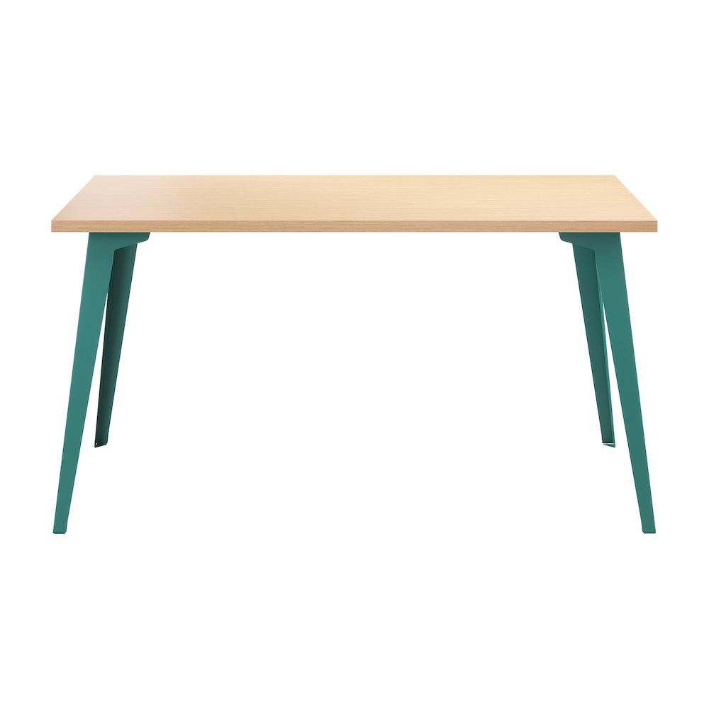 Orison Office 27x57 Mid Century Modern Desk, Teal / Platinum Oak. Picture 2