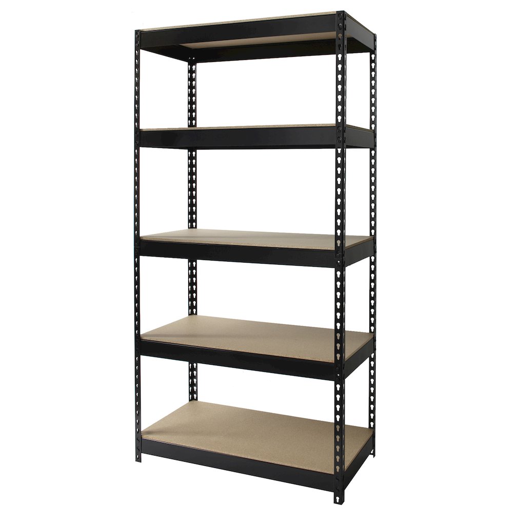 Iron Horse 3800 Riveted Steel Shelving 5-Shelf Unit, 18D x 36W x 72H, Black. Picture 3