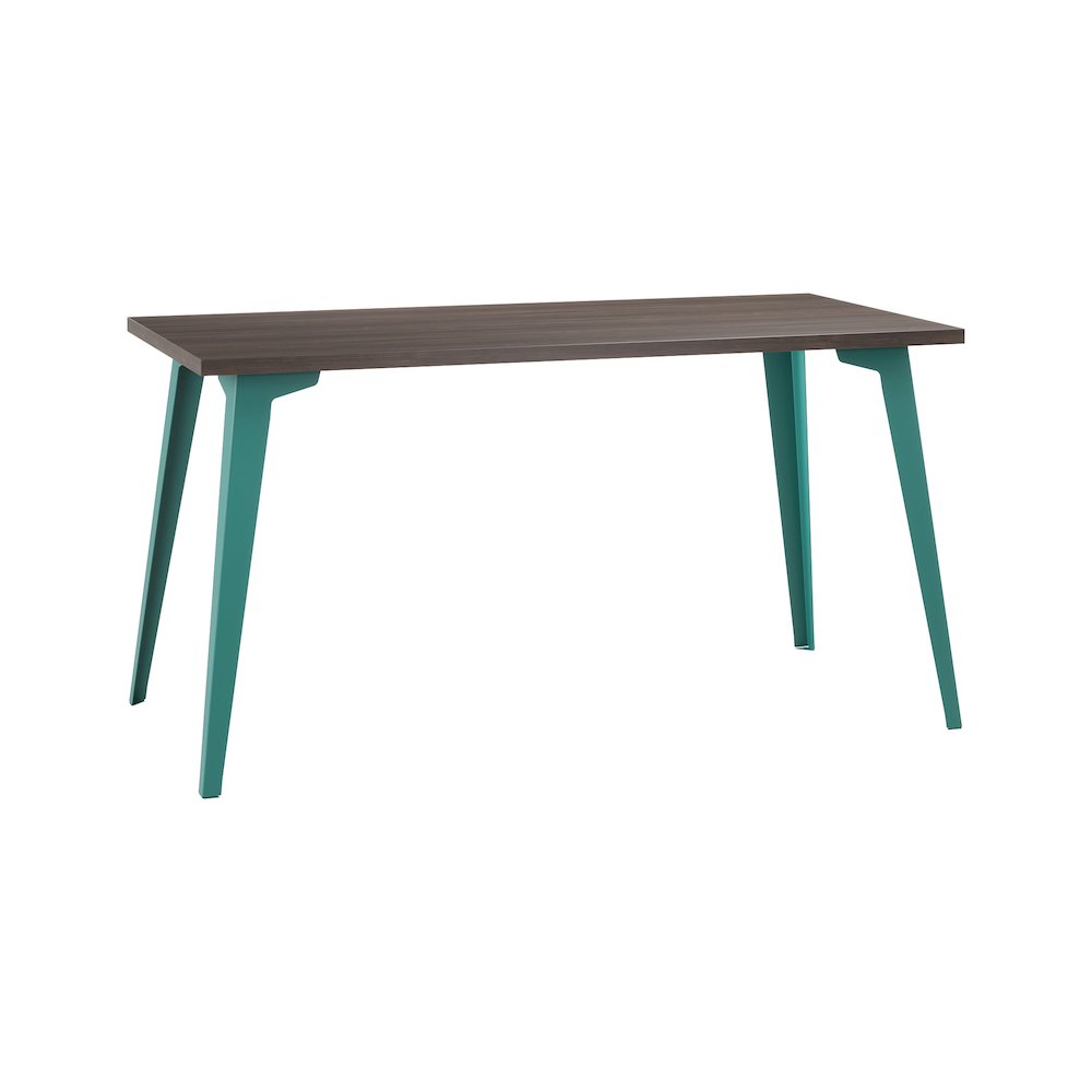 Orison Office 27x57 Mid Century Modern Desk, Teal / Trail Walnut. Picture 1