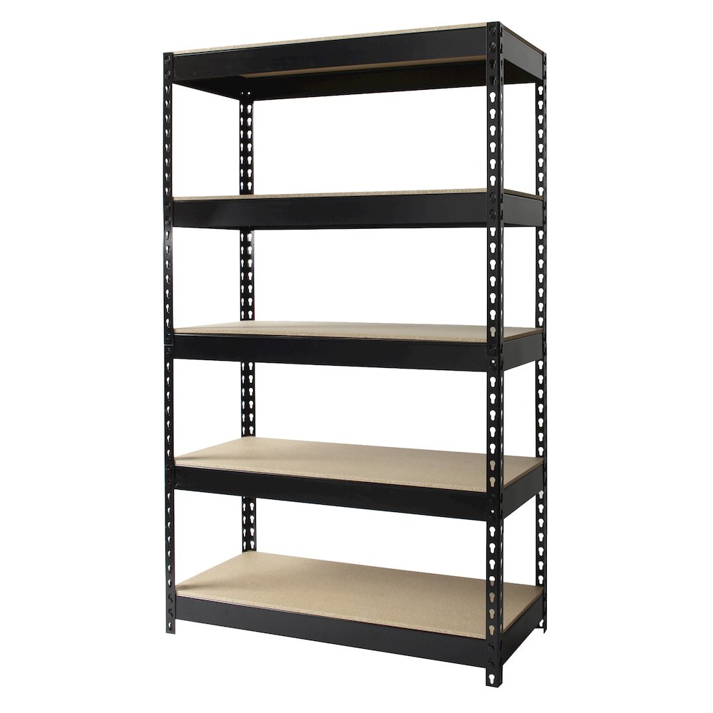 Iron Horse 3800 Riveted Steel Shelving 5-Shelf Unit, 16D x 36W x 60H, Black. Picture 3