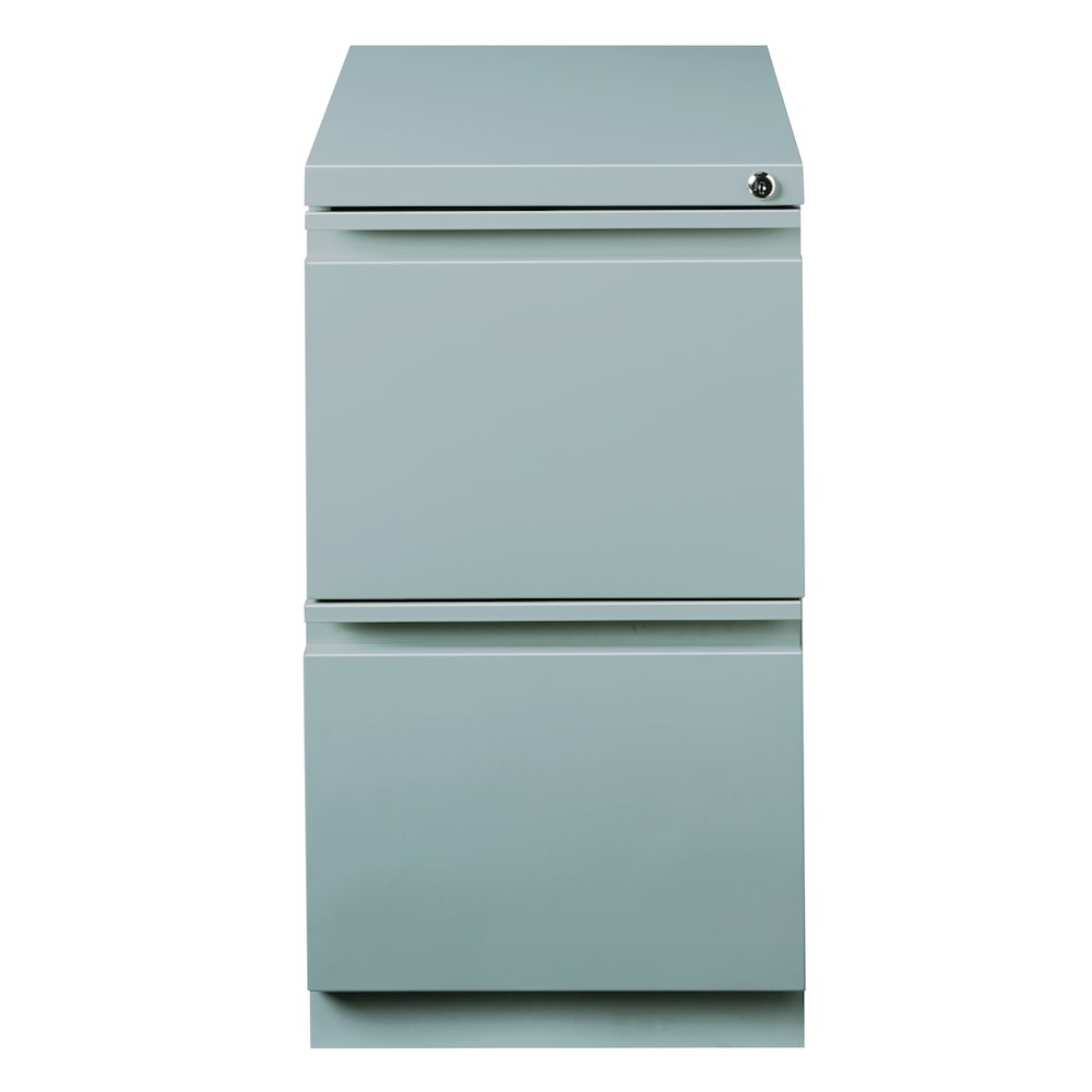 Hirsh 20" Deep Mobile Pedestal File Cabinet 2 Drawer File-File, Platinum. Picture 3