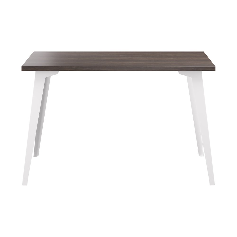 Orison Office 24x48 Mid Century Modern Desk, Alpine White / Trail Walnut. Picture 2