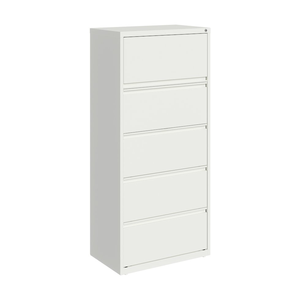 Hirsh 30 inch Wide 5 Drawer Metal Lateral File Cabinet, White. Picture 1