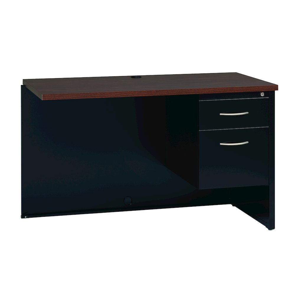Hirsh 24D x 48W Right Hand Return for Desk, Arch Pull Handles, Charcoal/Mahogany. Picture 1