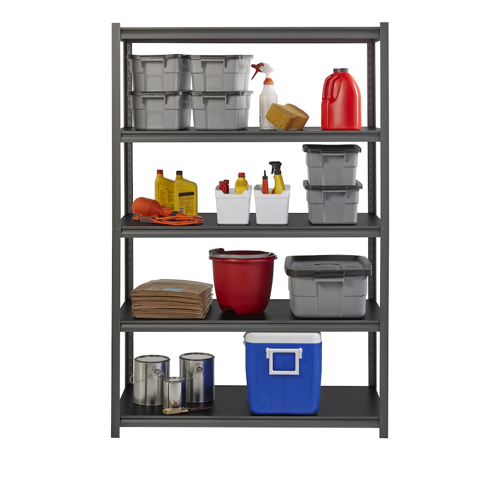 Iron Horse Riveted Steel Shelving, 5-Shelf, 24Dx48Wx72H, Gunmetal Gray/Black. Picture 7
