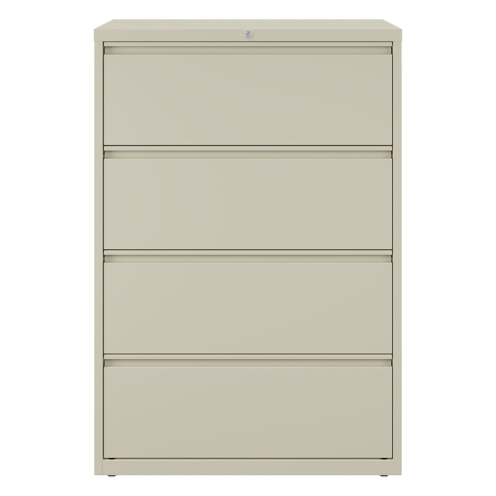 Hirsh 36 Inch Wide 4 Drawer Metal Lateral File Cabinet, Putty. Picture 3