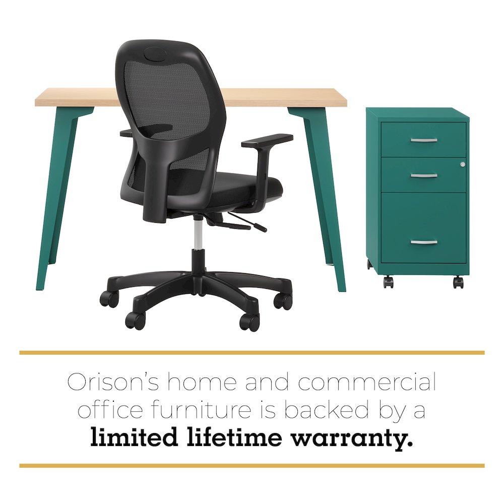 Orison Office 24x48 Mid Century Modern Desk, Teal / Platinum Oak. Picture 12