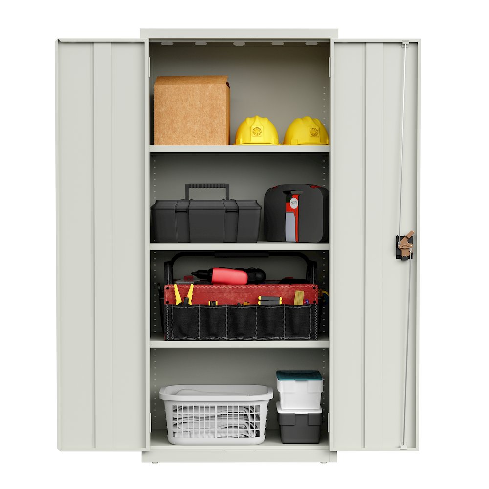Hirsh Welded Steel Storage Cabinet with 4 Shelves, 15"Dx30"Wx66"H, Light Gray. Picture 10