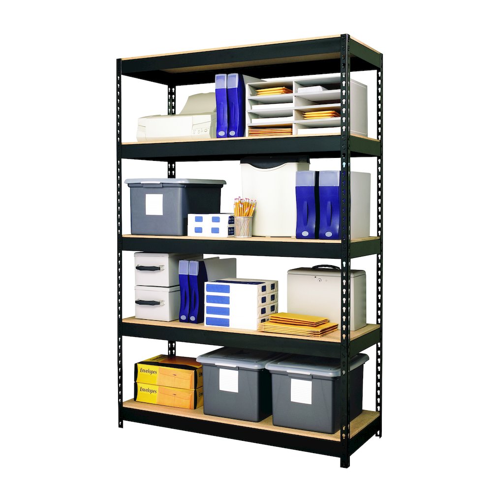 Iron Horse 3800 Riveted Steel Shelving, 5-Shelf, 18Dx48Wx72H, Black. Picture 15