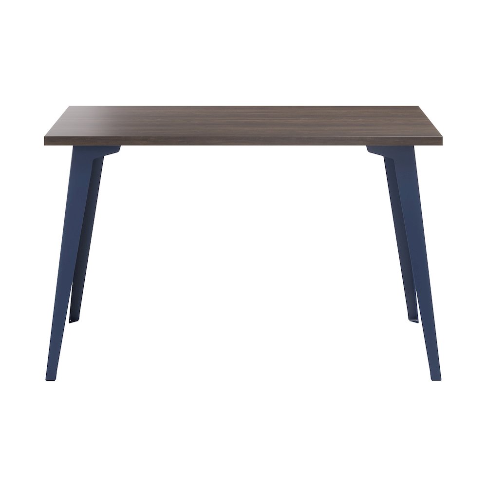 Orison Office 24x48 Mid Century Modern Desk, Navy / Trail Walnut. Picture 2