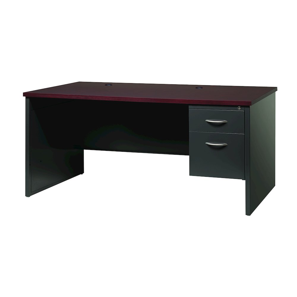 Hirsh Modular Right-Hand File Desk for Office, 30" D x 66" W, Charcoal/Mahogany. Picture 1