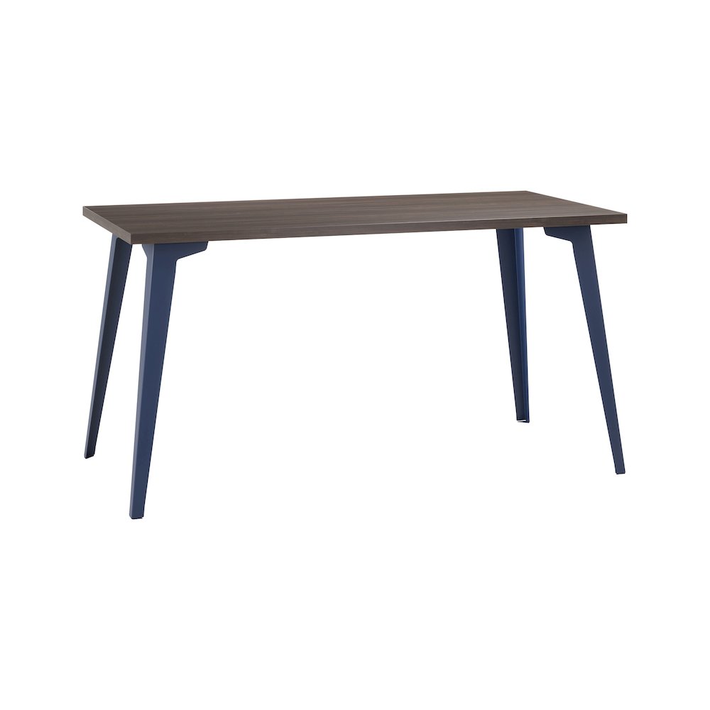Orison Office 27x57 Mid Century Modern Desk, Navy / Trail Walnut. Picture 1