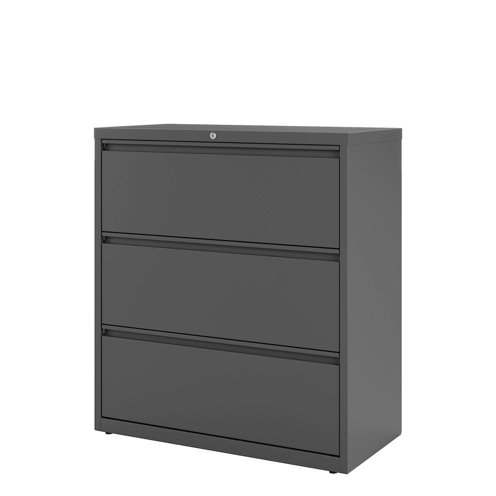 Hirsh 36 Inch Wide 3 Drawer Metal Lateral File Cabinet, Charcoal. Picture 4
