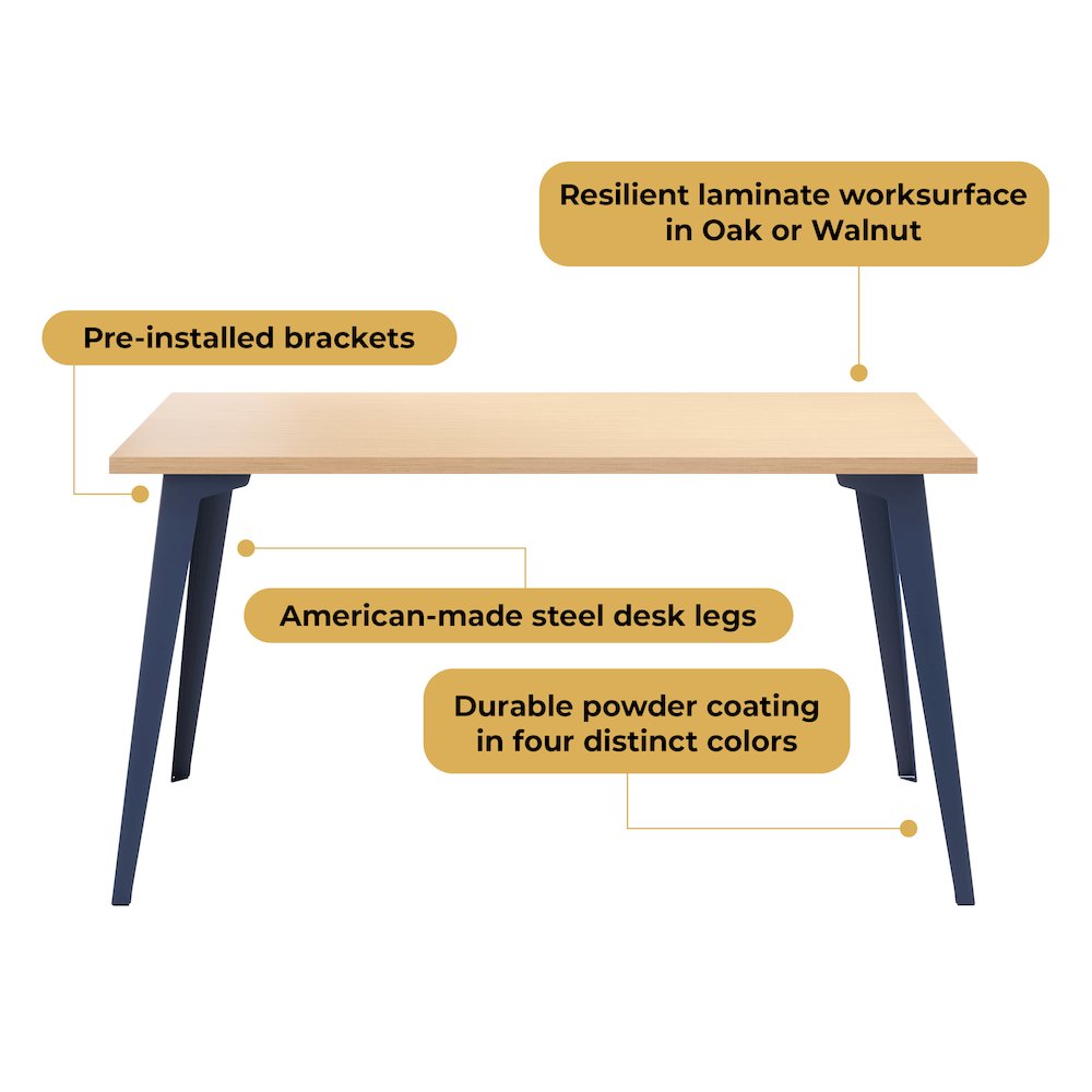 Orison Office 24x48 Mid Century Modern Desk, Navy / Platinum Oak. Picture 10