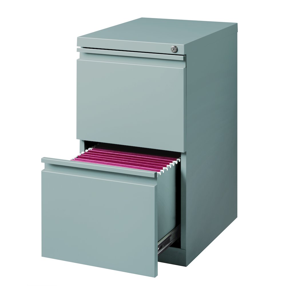 Hirsh 20" Deep Mobile Pedestal File Cabinet 2 Drawer File-File, Platinum. Picture 5