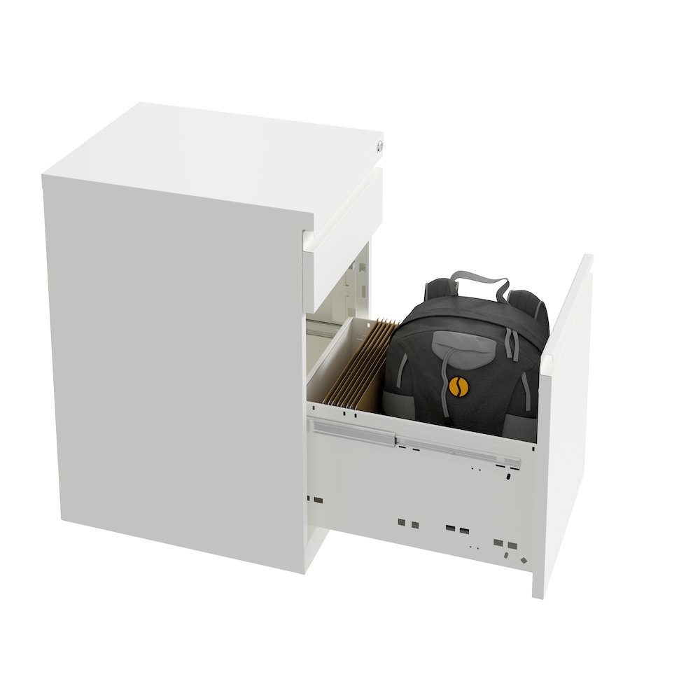 Hirsh 20" Deep Mobile File Cabinet 2 Drawer with XL Backpack Drawer, White. Picture 18