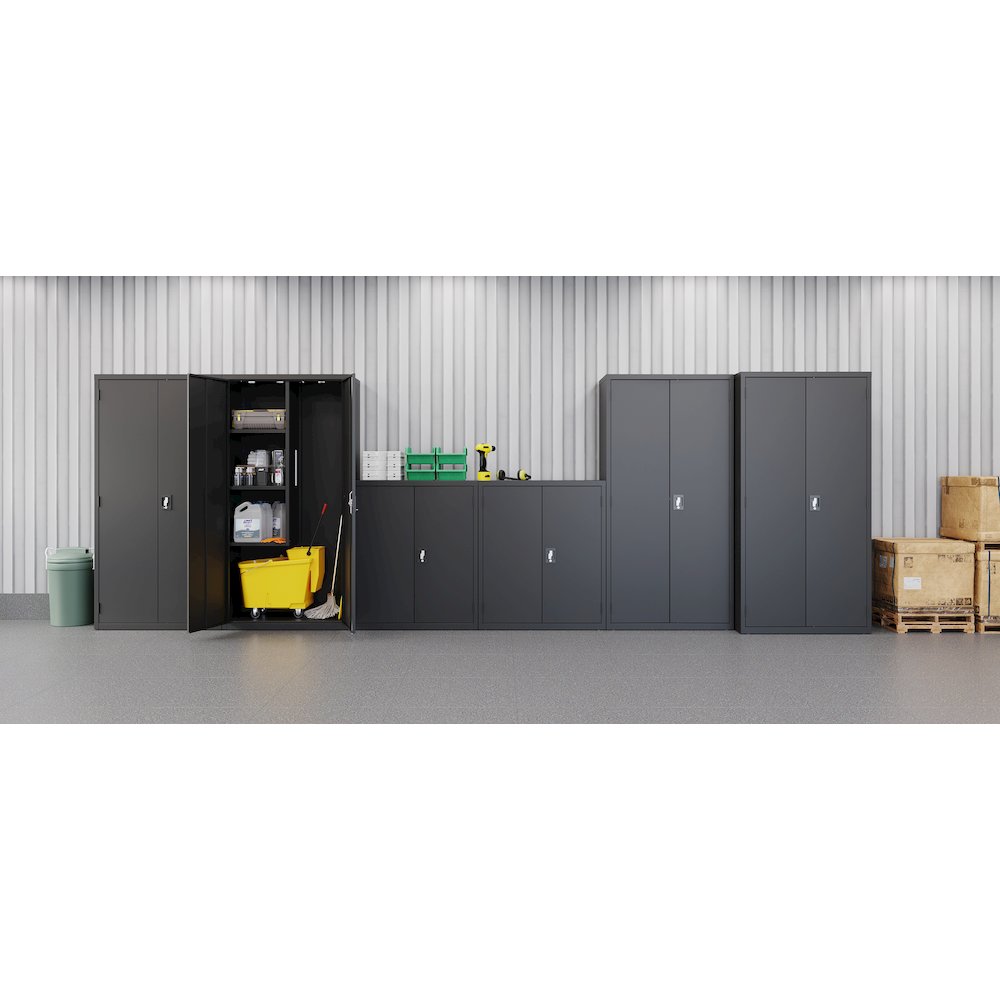 Hirsh Janitorial Cabinet, 18"D x 36"W x 72"H, Black. Picture 6