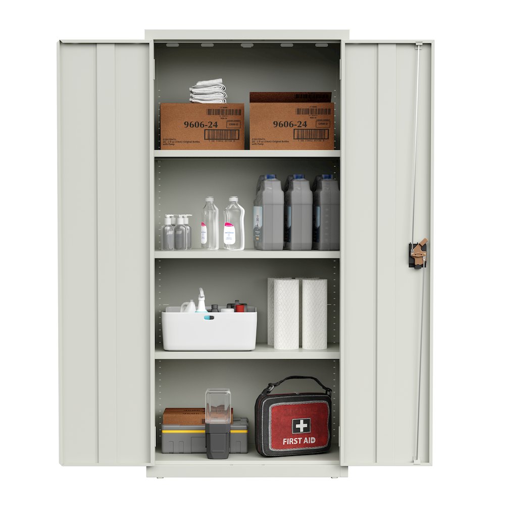 Hirsh Welded Steel Storage Cabinet with 4 Shelves, 15"Dx30"Wx66"H, Light Gray. Picture 8