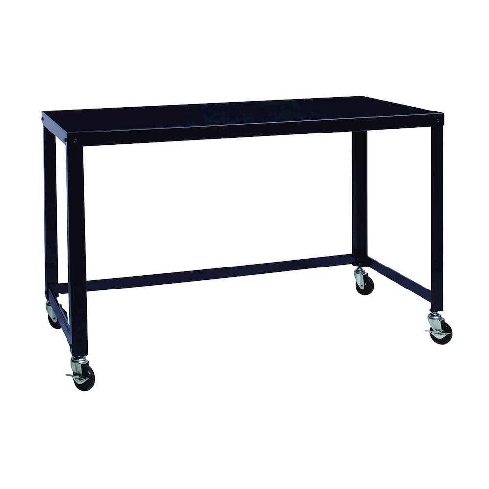 Hirsh Ready-to-Assemble 48-inch Wide Mobile Metal Desk for Home Office, Black. Picture 1