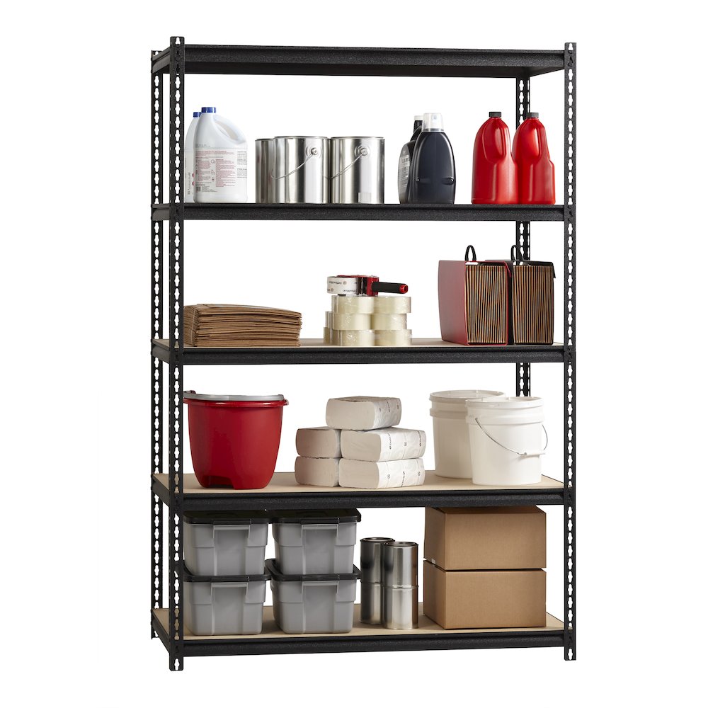 Iron Horse 2300 Riveted Steel Shelving 5-Shelf Unit, 24D x 48W x 72H, Black. Picture 11