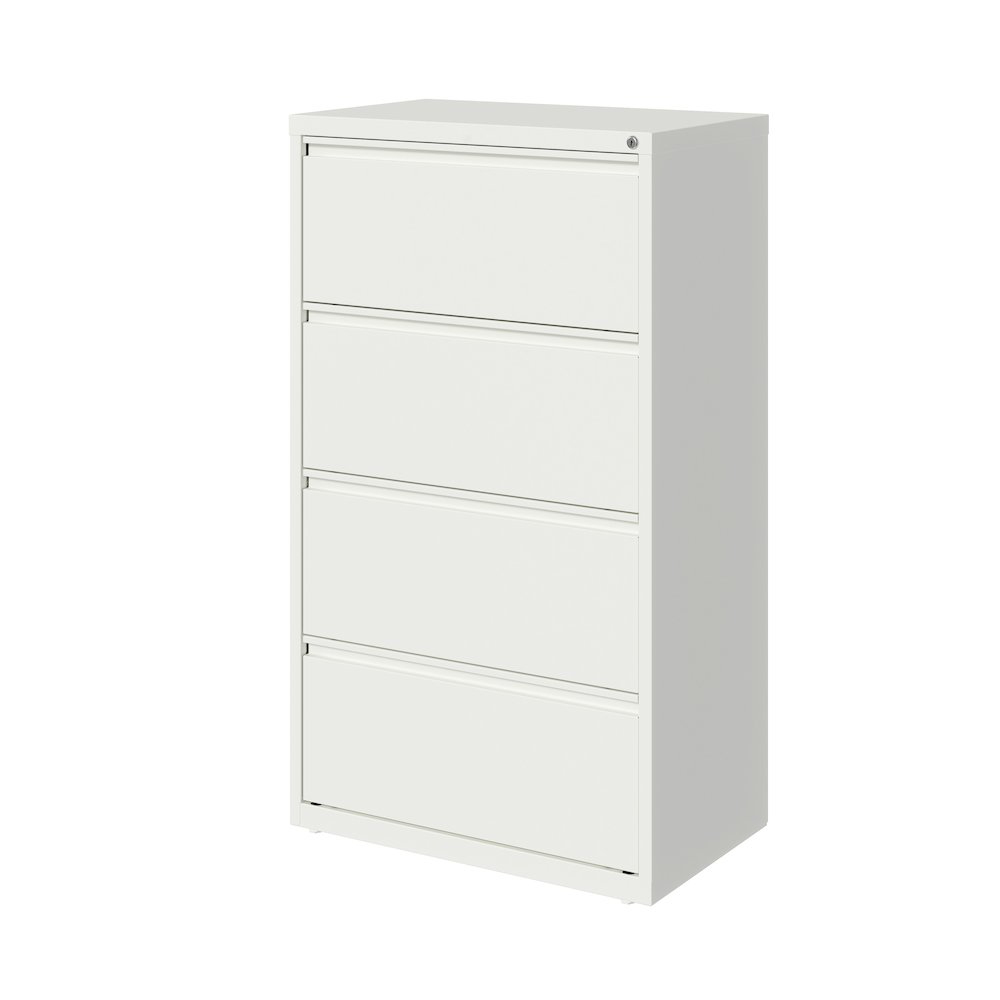 Hirsh 30 Inch Wide 4 Drawer Metal Lateral File Cabinet, White. Picture 4