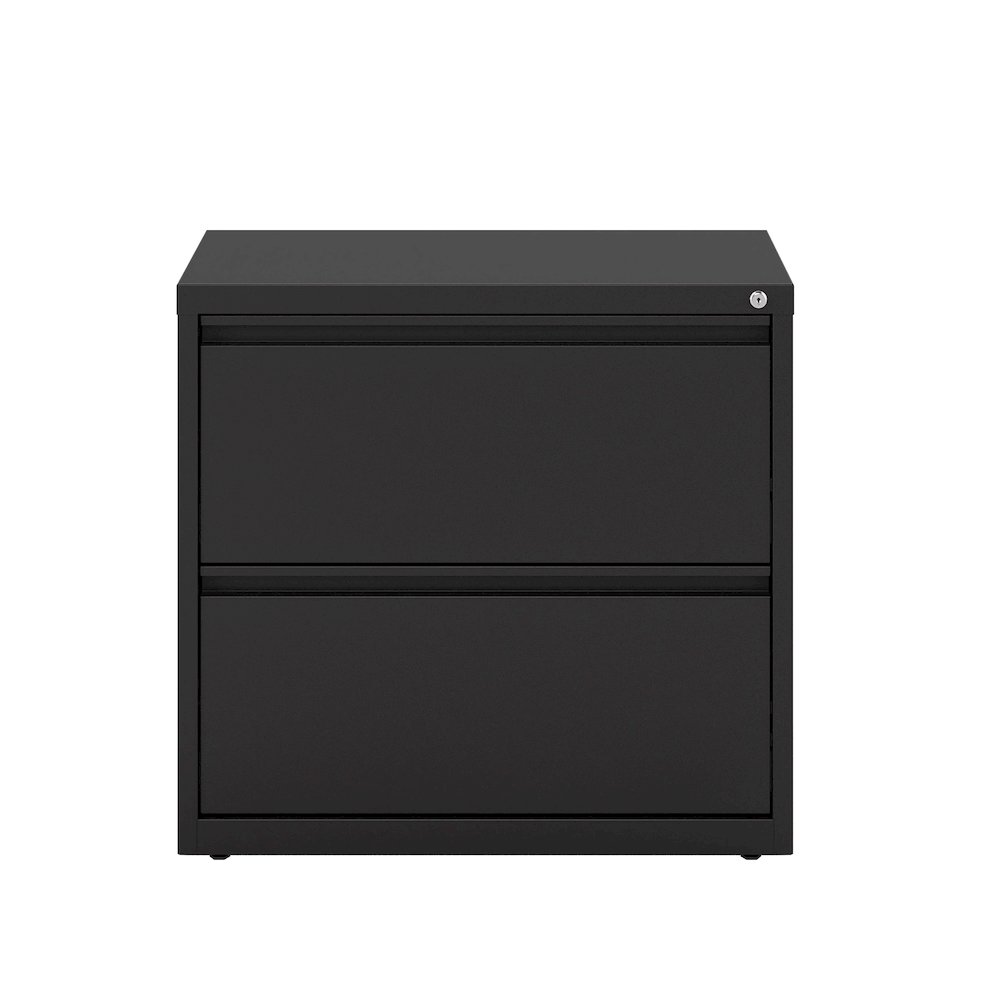 Hirsh 30 inch Wide 2 Drawer Metal Lateral File Cabinet, Black. Picture 4