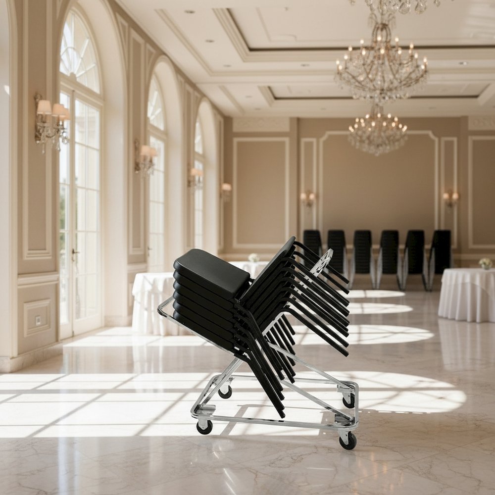 Dolly for 8200 Series Melody Chairs – Heavy-Duty Steel Chair Dolly with Chrome Frame, Hard Rubber Casters, Holds Up to 18 Chairs, 332 lbs Capacity. Picture 6