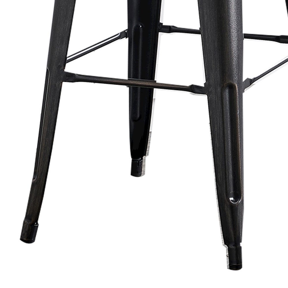 30" Sanded Matte Black Industrial  Metal Barstools with Bucket Back, Set of 4. Picture 8