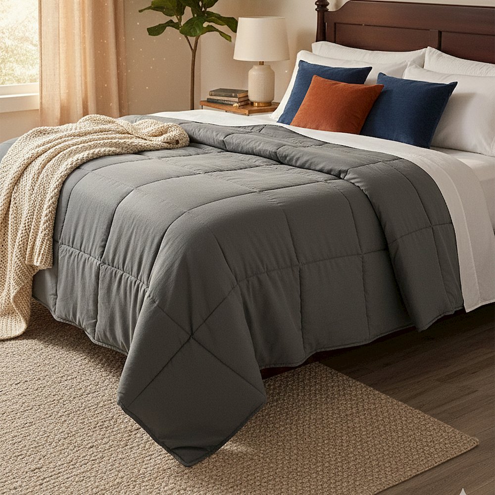 Polyester Medium Comforter Duvet Insert California King/Eastern King. Picture 2