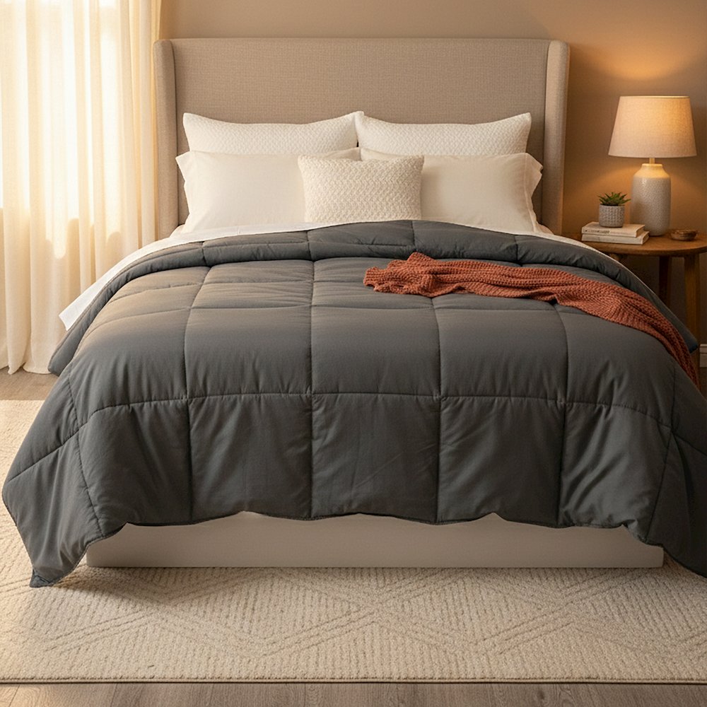 Polyester Medium Comforter Duvet Insert California King/Eastern King. Picture 6