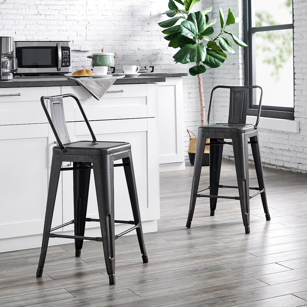 Modern Light Weight Rustic Vintage Costal Metal Barstools. Picture 2