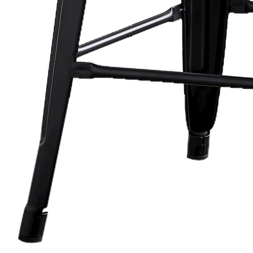 24" Matte Black Industrial Metal Barstools with Bucket Back, Set of 4. Picture 8