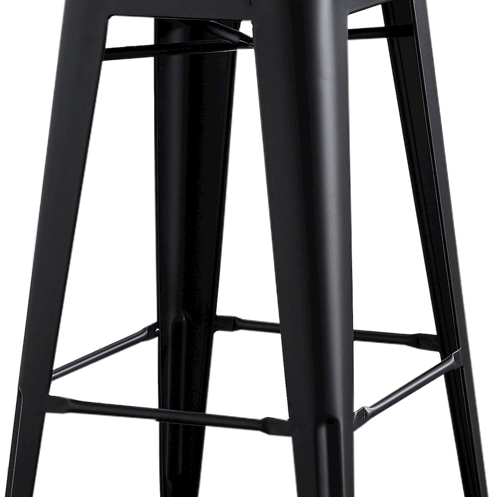 30" Matte Black Industrial Metal Barstools with Bucket Back, Set of 4. Picture 7