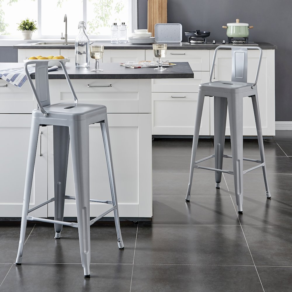 Modern Light Weight Industrial Metal Barstools. Picture 2