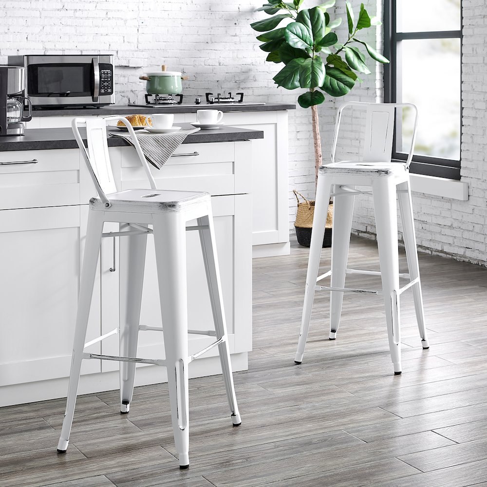 Modern Industrial Costal Metal Barstools. Picture 2