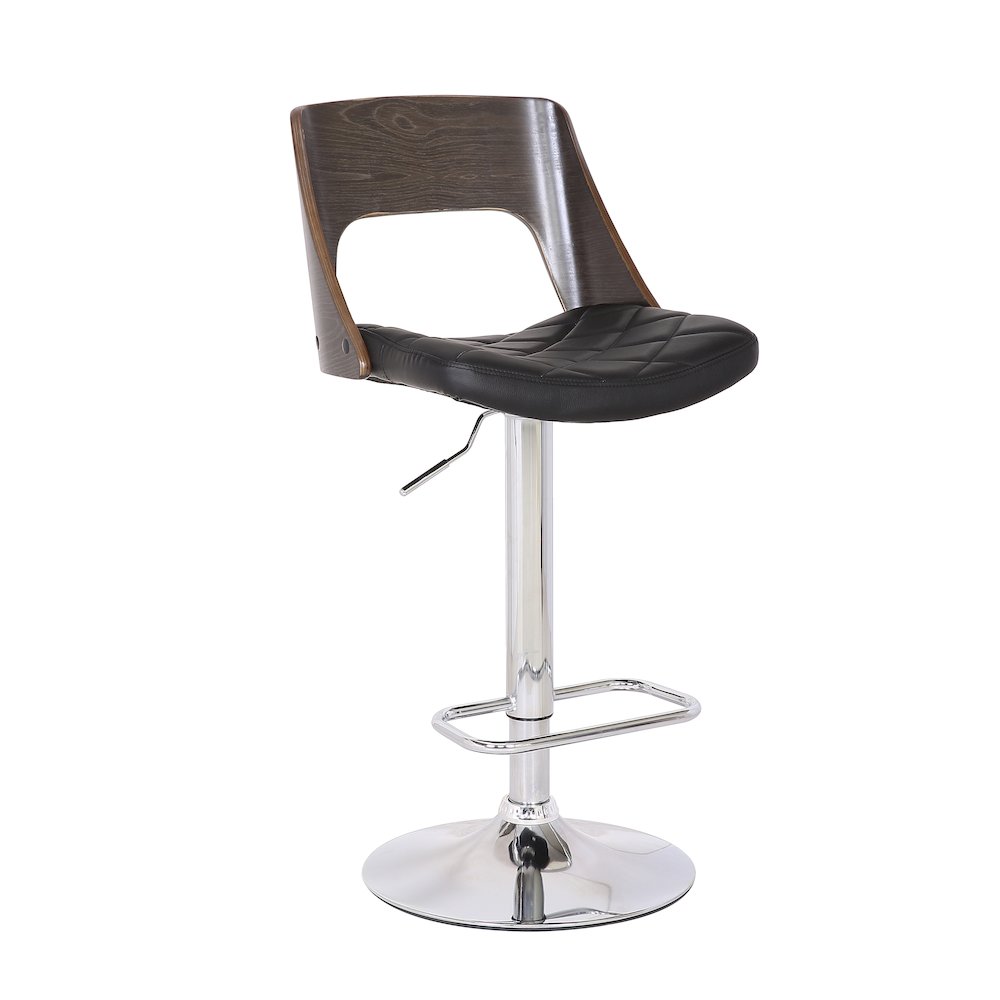 Bentwood Contemporary Modern Stylish Wood Back Adjustable Swivel Bar Stool. Picture 1