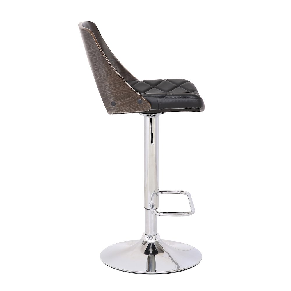 Bentwood Contemporary Modern Stylish Wood Back Adjustable Swivel Bar Stool. Picture 3