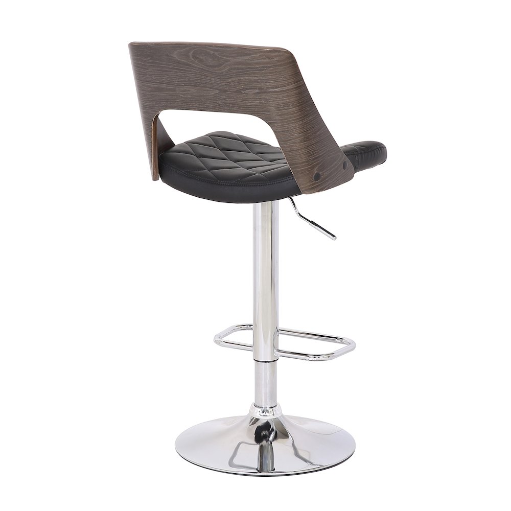 Bentwood Contemporary Modern Stylish Wood Back Adjustable Swivel Bar Stool. Picture 4
