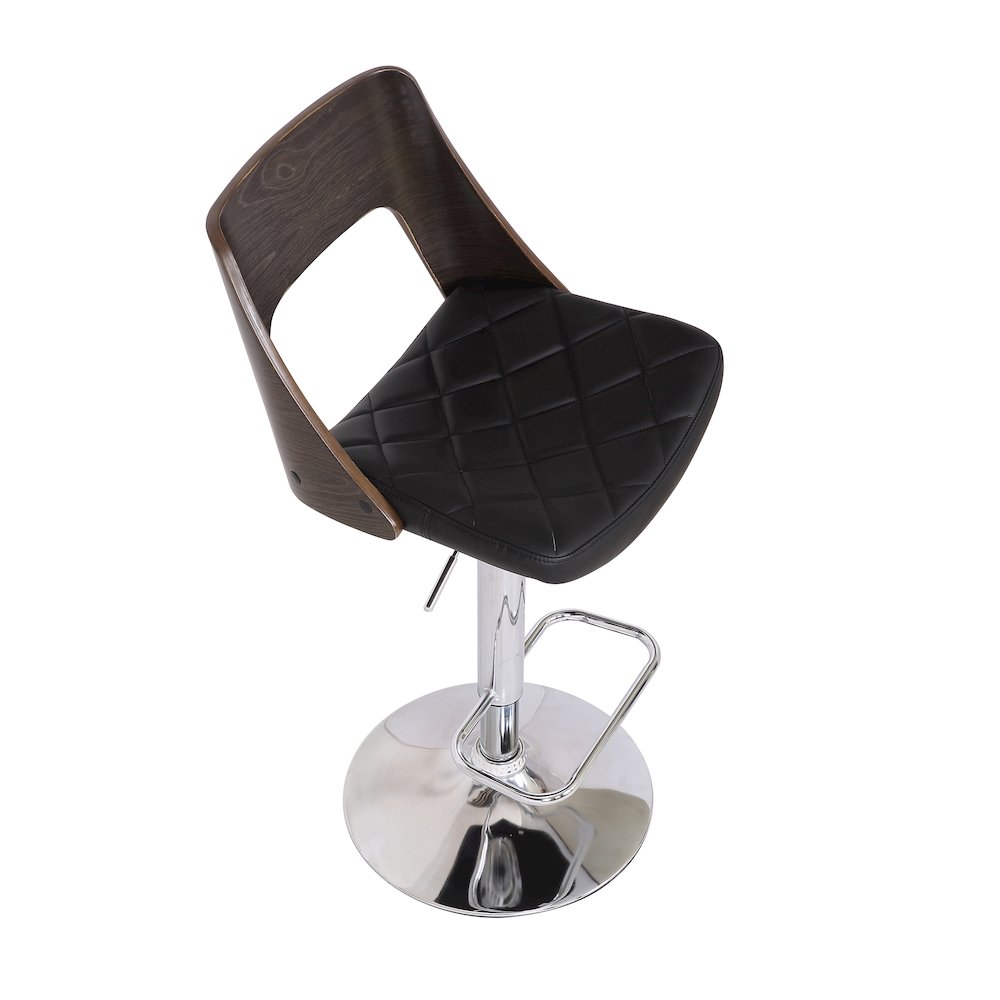 Bentwood Contemporary Modern Stylish Wood Back Adjustable Swivel Bar Stool. Picture 6