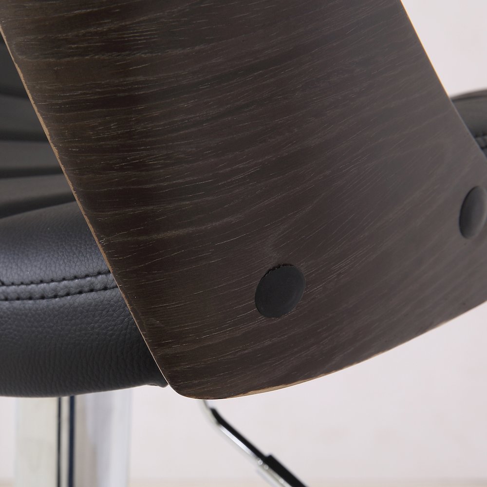 Bentwood Contemporary Modern Stylish Wood Back Adjustable Swivel Bar Stool. Picture 11
