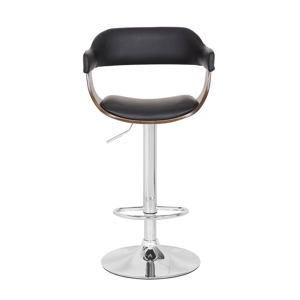 Contemporary Swivel Adjustable Barstool with Padded Armrests, Weathered Oak. Picture 2
