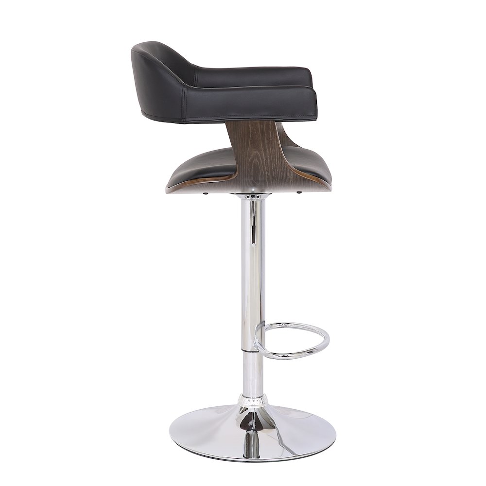 Contemporary Swivel Adjustable Barstool with Padded Armrests, Weathered Oak. Picture 3