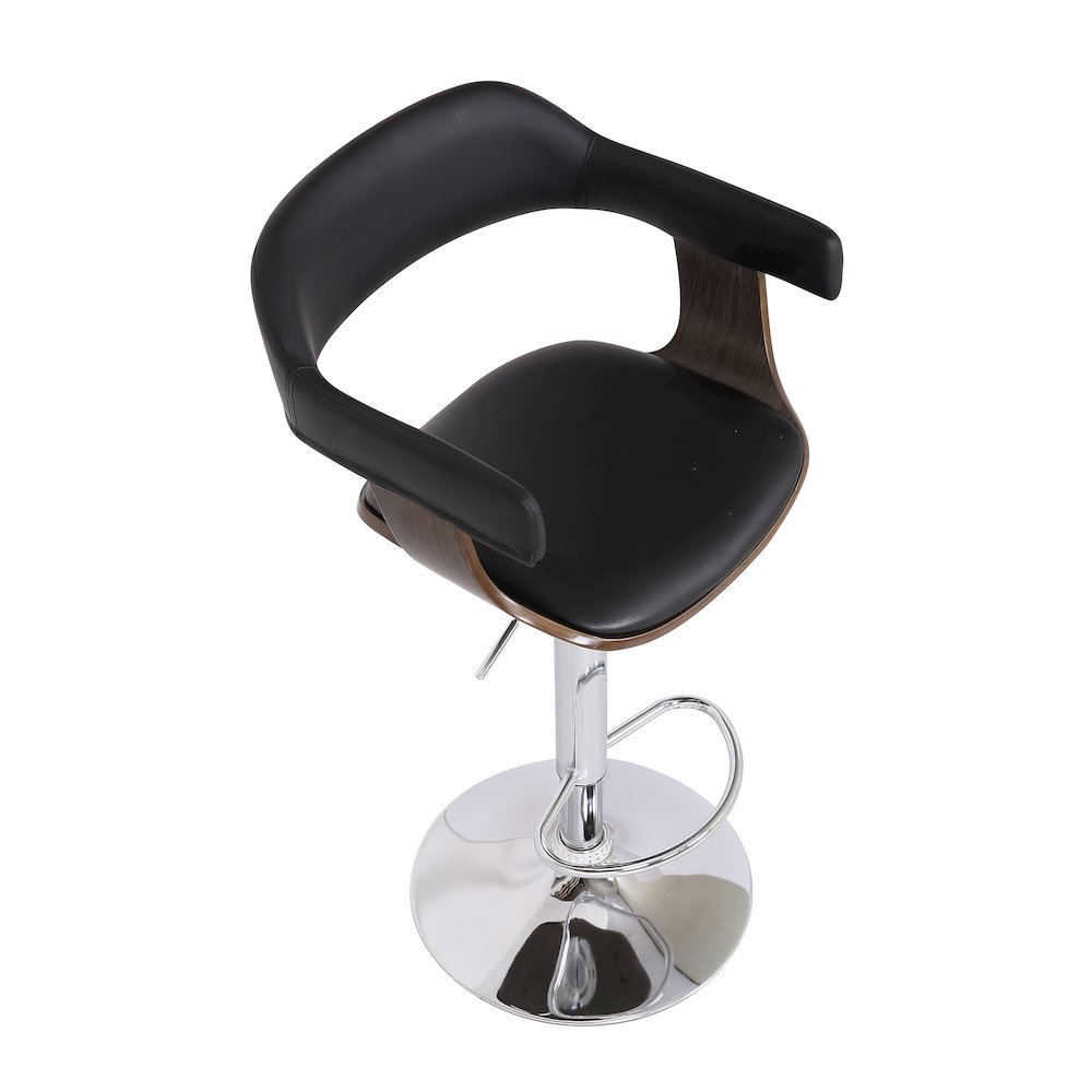 Contemporary Swivel Adjustable Barstool with Padded Armrests, Weathered Oak. Picture 6