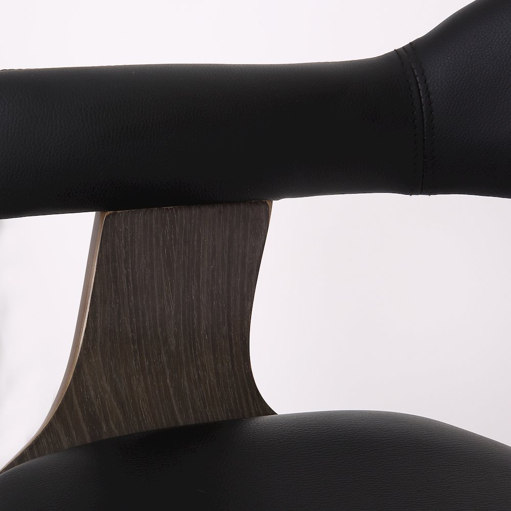Contemporary Swivel Adjustable Barstool with Padded Armrests, Weathered Oak. Picture 7