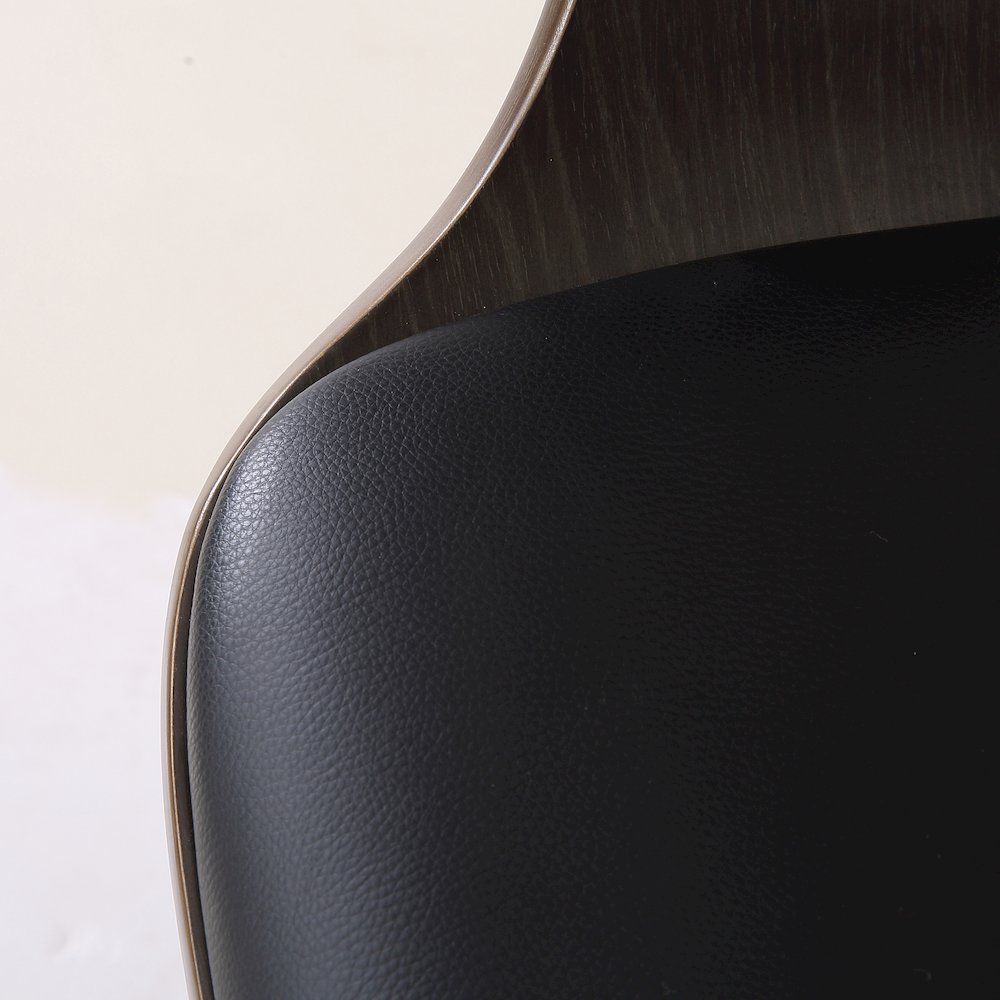 Contemporary Swivel Adjustable Barstool with Padded Armrests, Weathered Oak. Picture 9