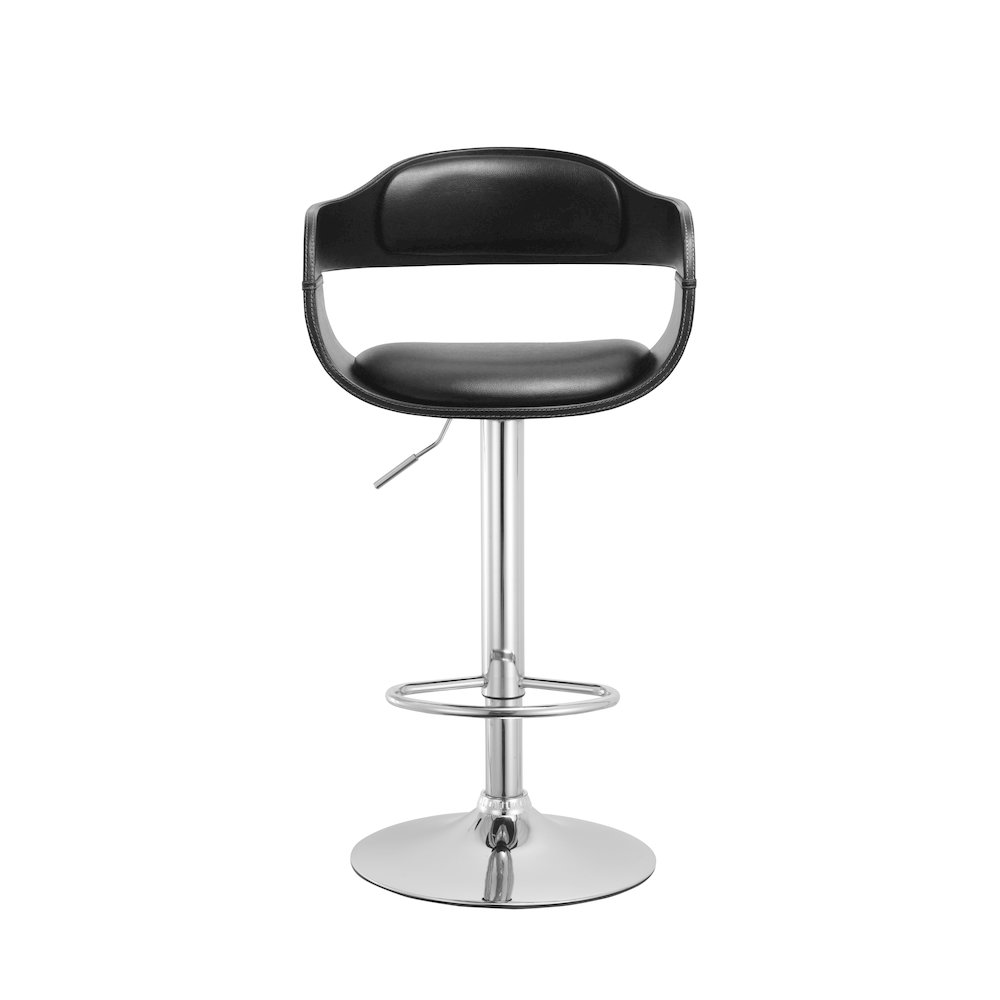Contemporary Swivel Adjustable Barstool with Padded Seat and Back, Black. Picture 3