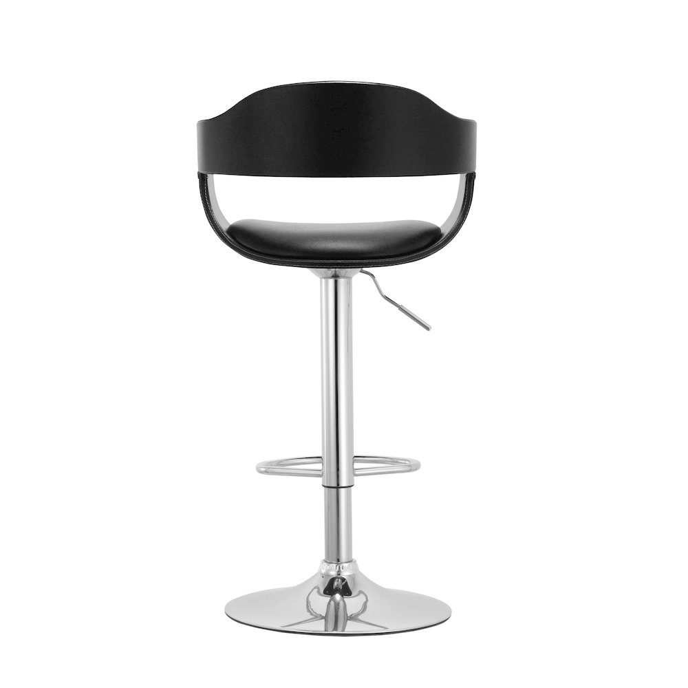 Contemporary Swivel Adjustable Barstool with Padded Seat and Back, Black. Picture 4