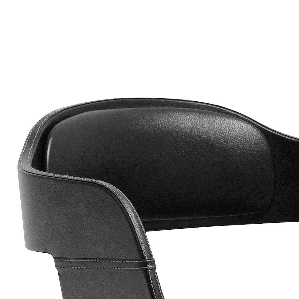 Contemporary Swivel Adjustable Barstool with Padded Seat and Back, Black. Picture 7